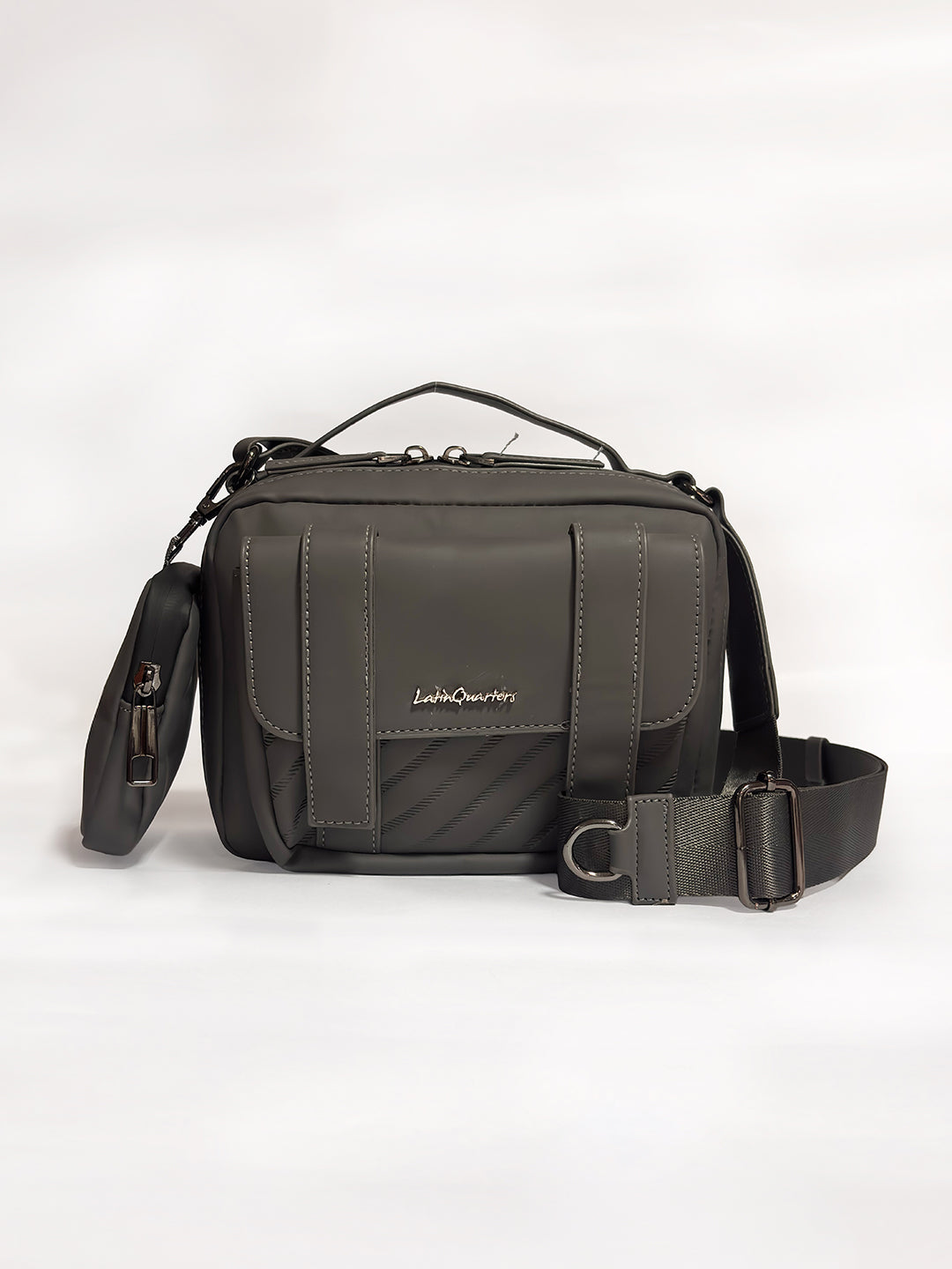 Latin Quarters Women’s Grey Crossbody Bag with Detachable Pouch