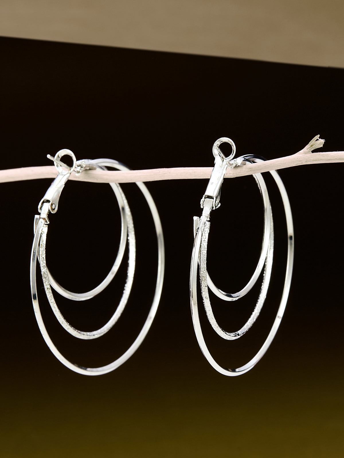 Silver Trendy Hoop Earrings For Women & Girls
