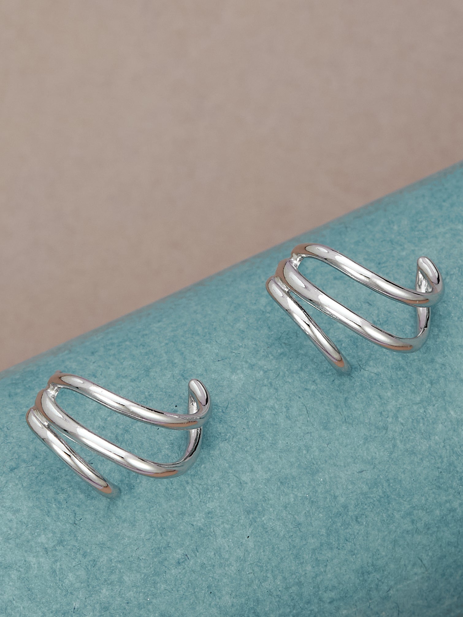 Multi Layer Silver Hoop Earrings For Women & Girls