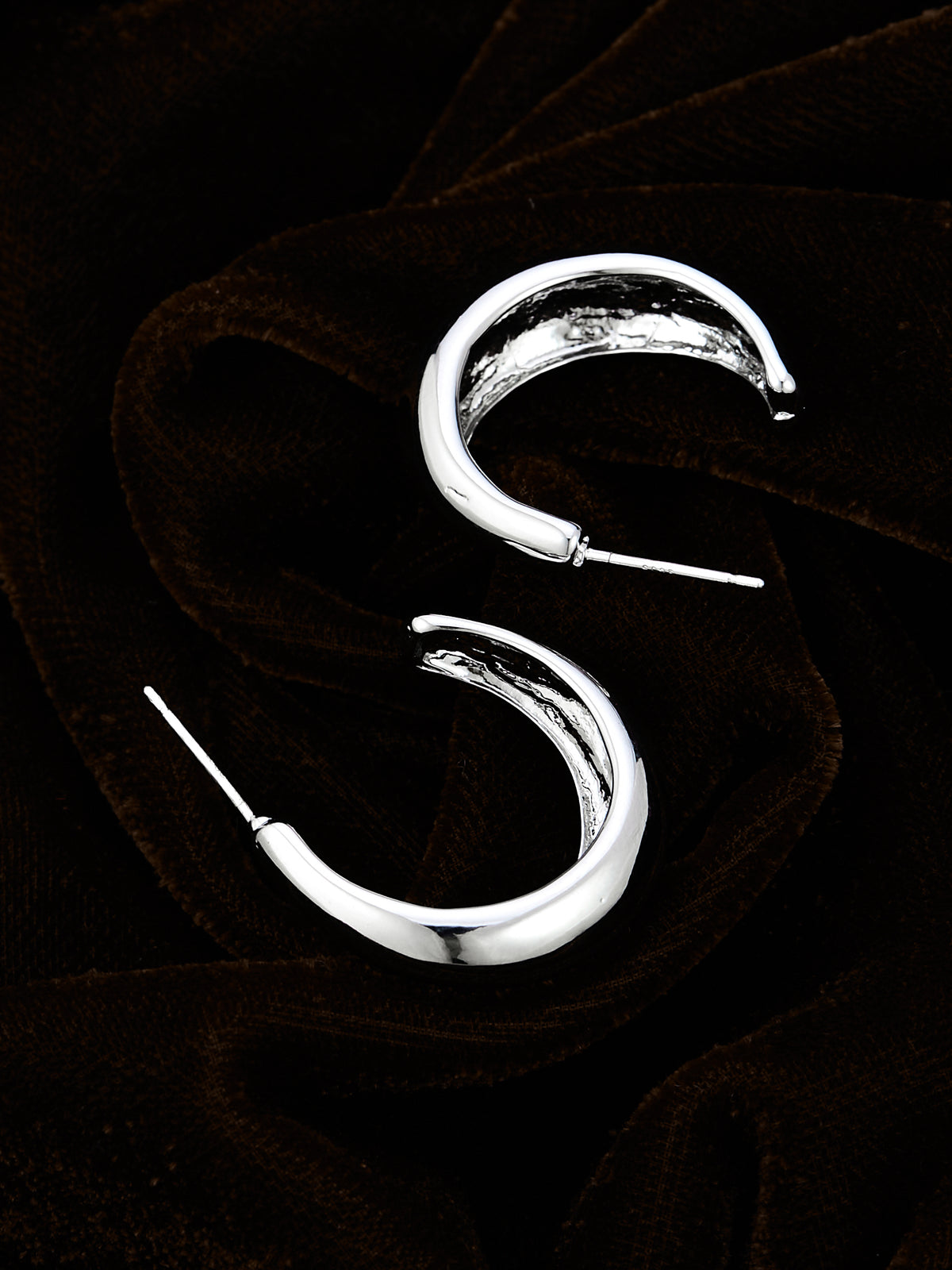 Silver Stylish Hoop Earrings For Women & Girls