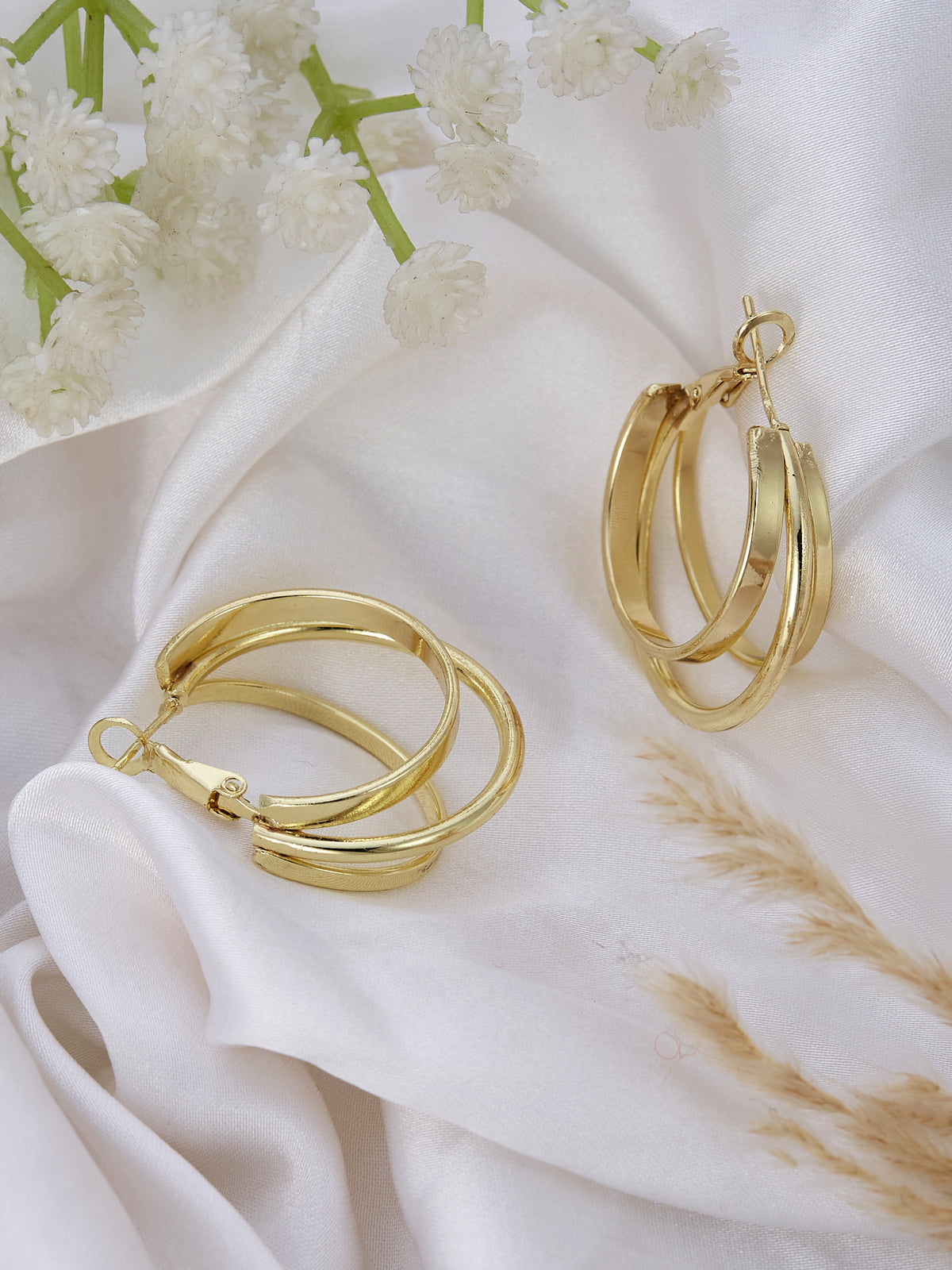 Multi Layer Gold Hoop Earrings For Women & Girls