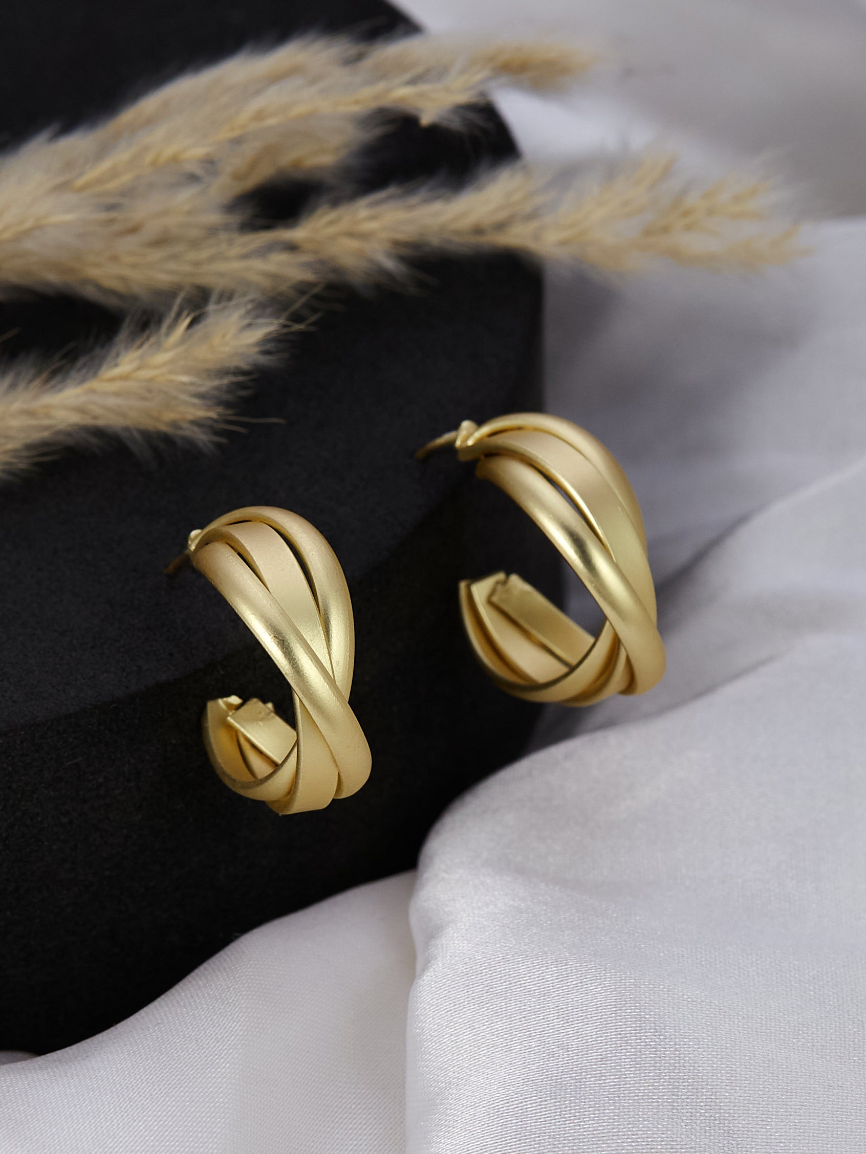 Gold Plated Small Hoop Earrings For Women Girls - Main Image