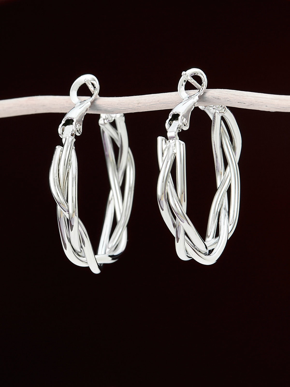 Trendy Silver Plated Hoop Earrings For Women & Girls