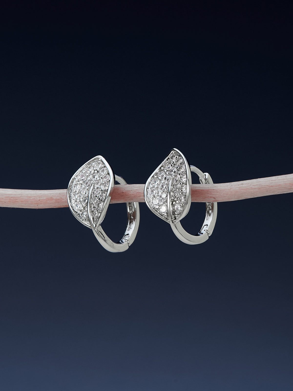Leave Design Silver Stud Earrings For Women & Girls