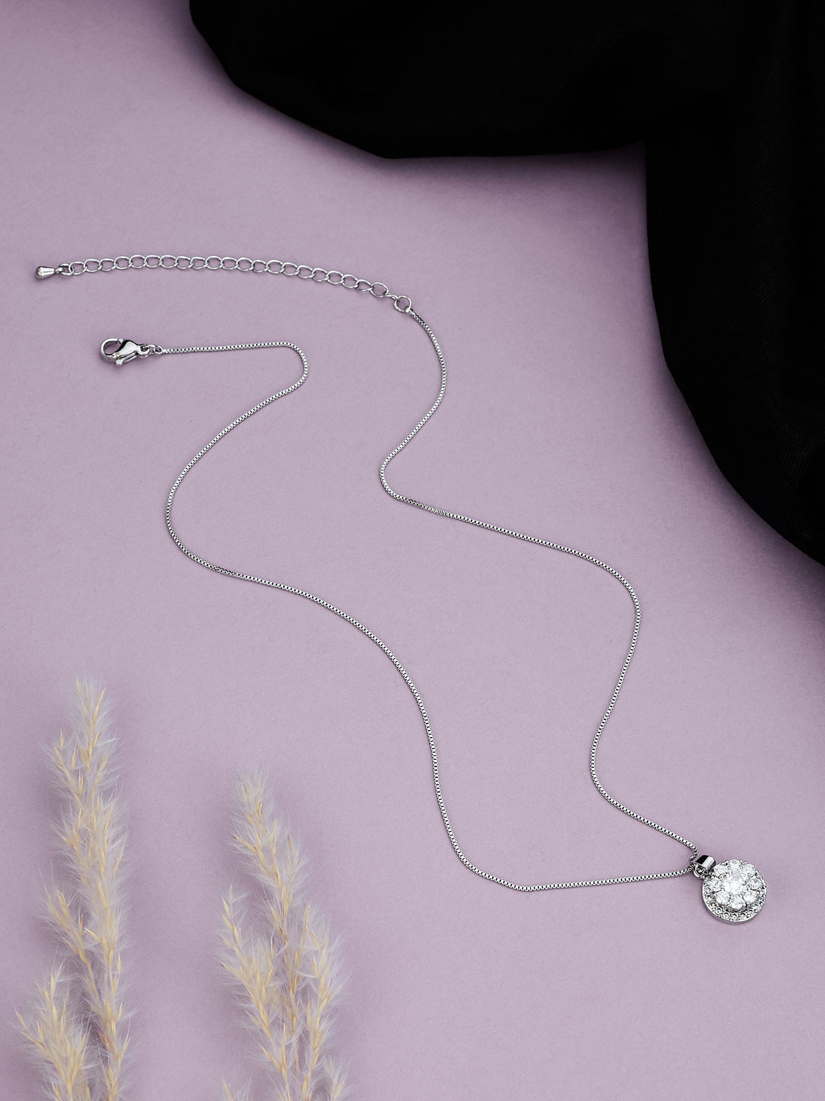 Stylish Silver Plated Chain With Pendant For Women & Girls