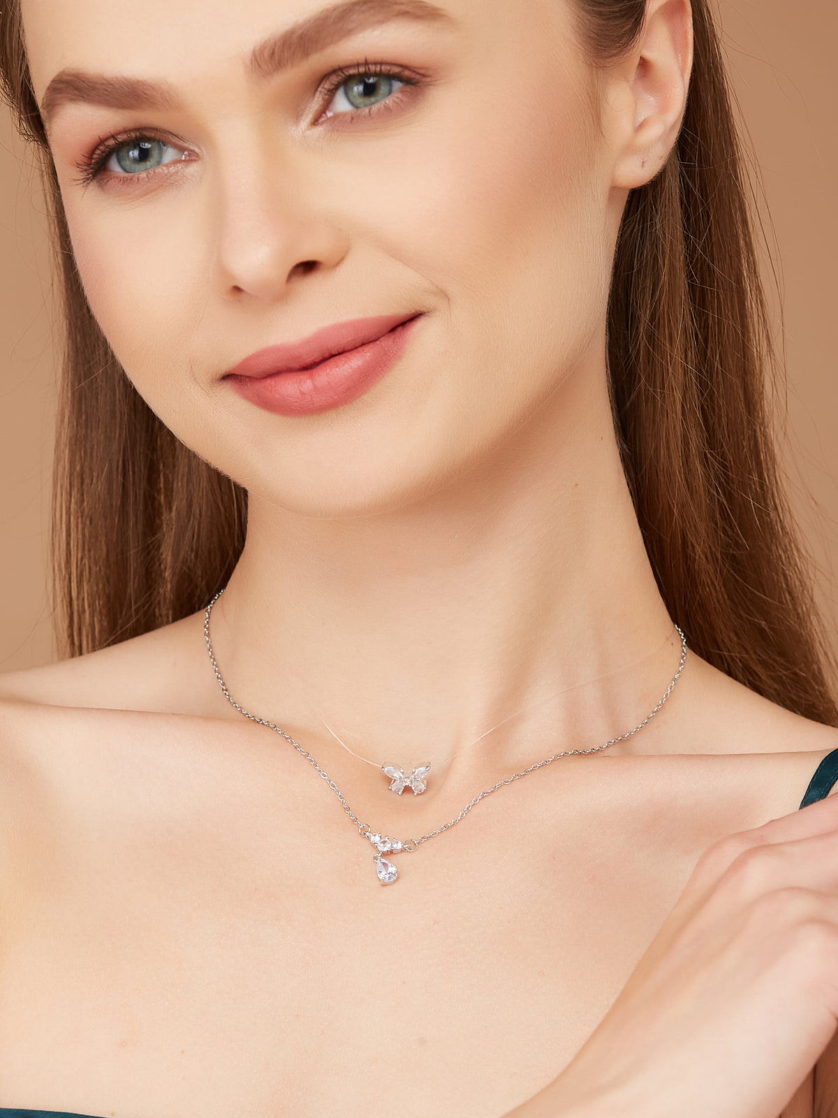 Lightweight Silver Plated Chain With Pendants For Women & Girls