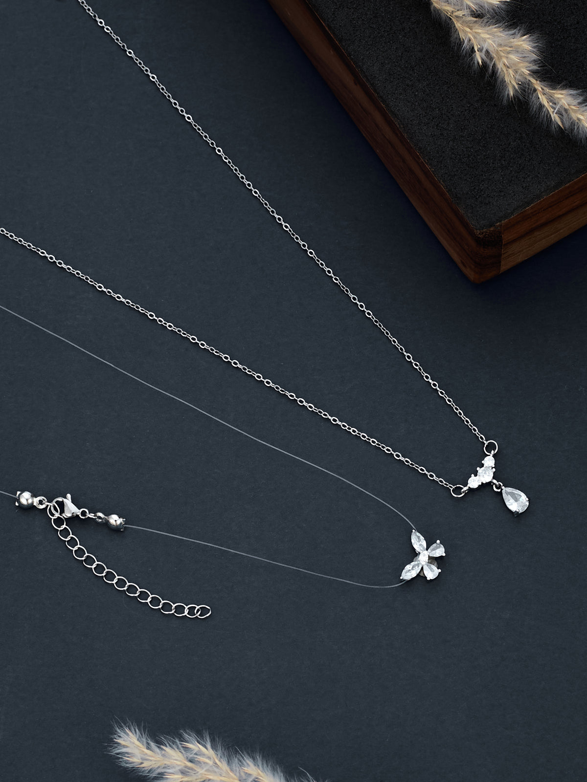 Lightweight Silver Plated Chain With Pendants For Women & Girls