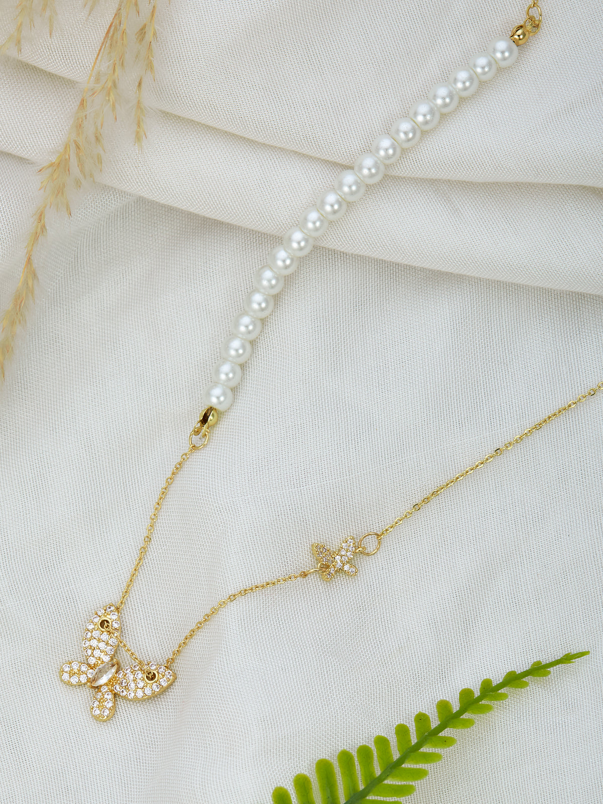 Stylish Gold Plated Chain With Butterfly Pendant For Women & Girls