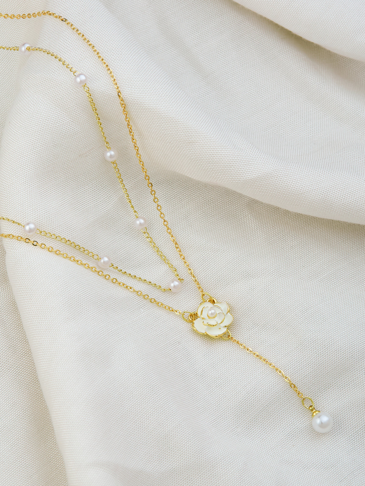 Stylish Gold Plated Chain With Floral Pendant For Women & Girls