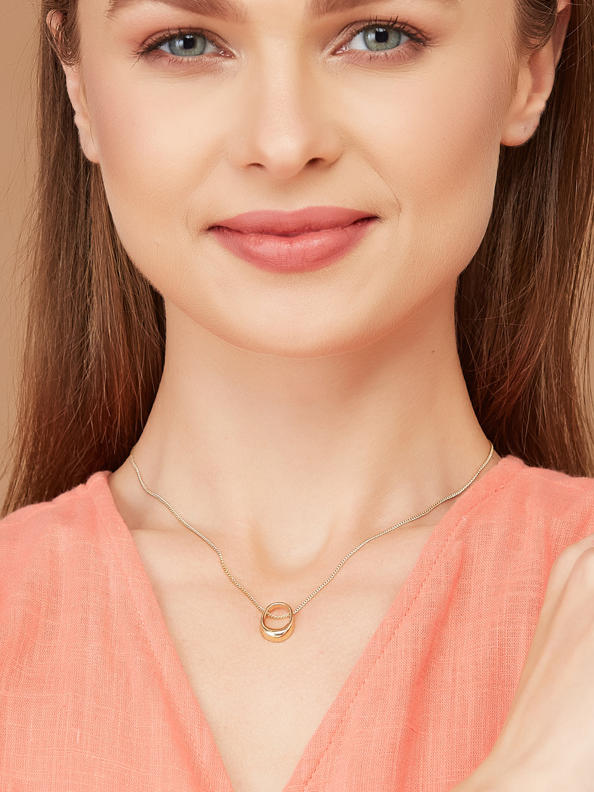 Stylish & Lightweight Gold Plated Chain With Pendant For Women & Girls