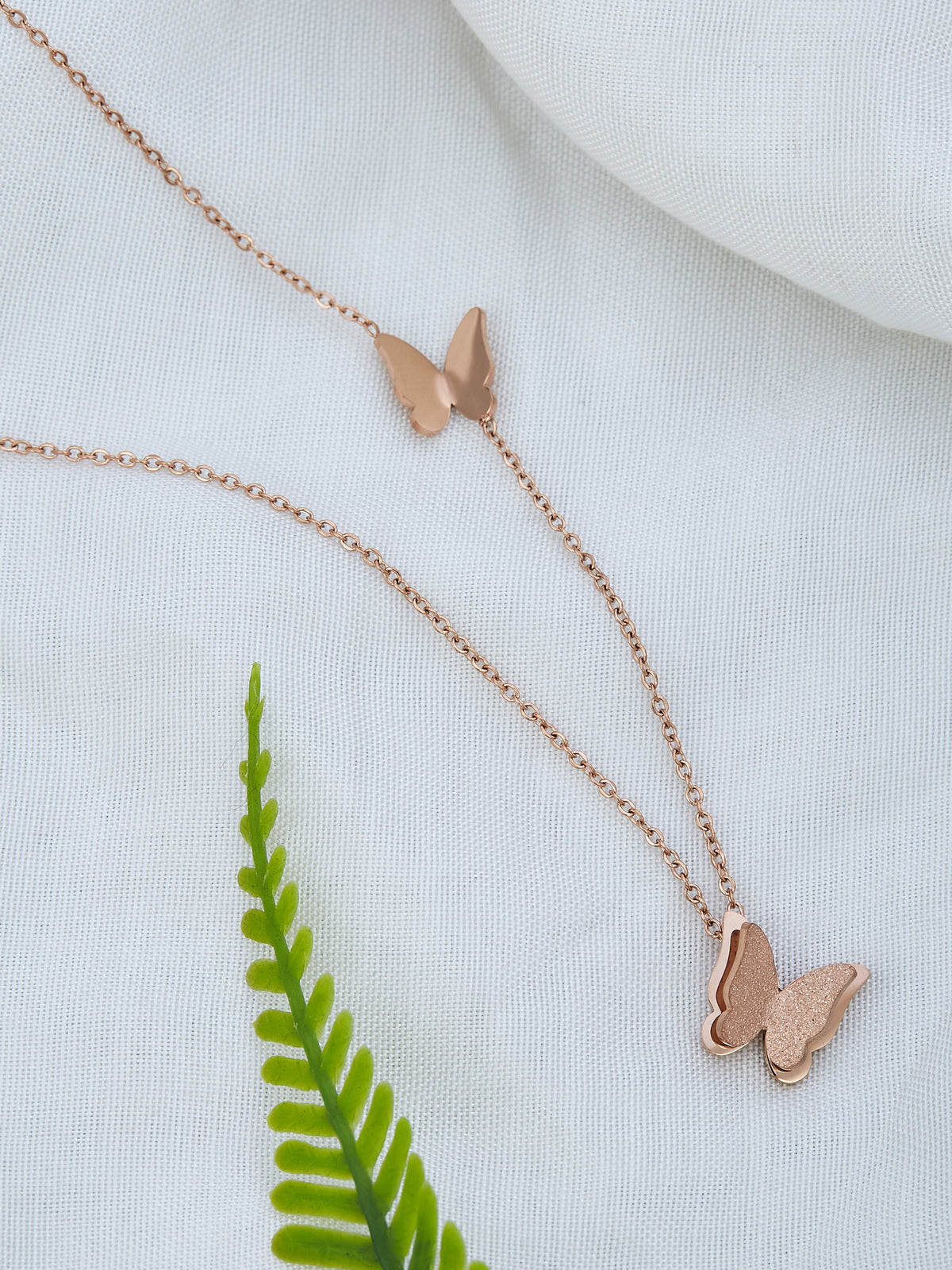 Gold Plated Lightweight Chain With Butterfly Pendant For Women & Girls