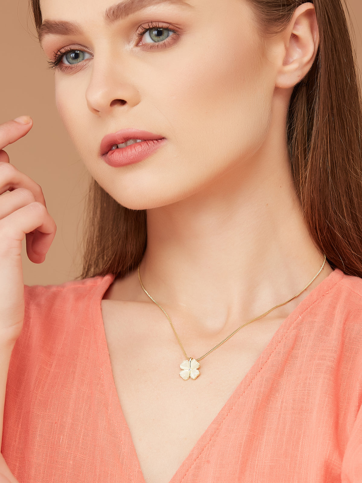 Gold Plated Chain With Flower Pendant For Women & Girls