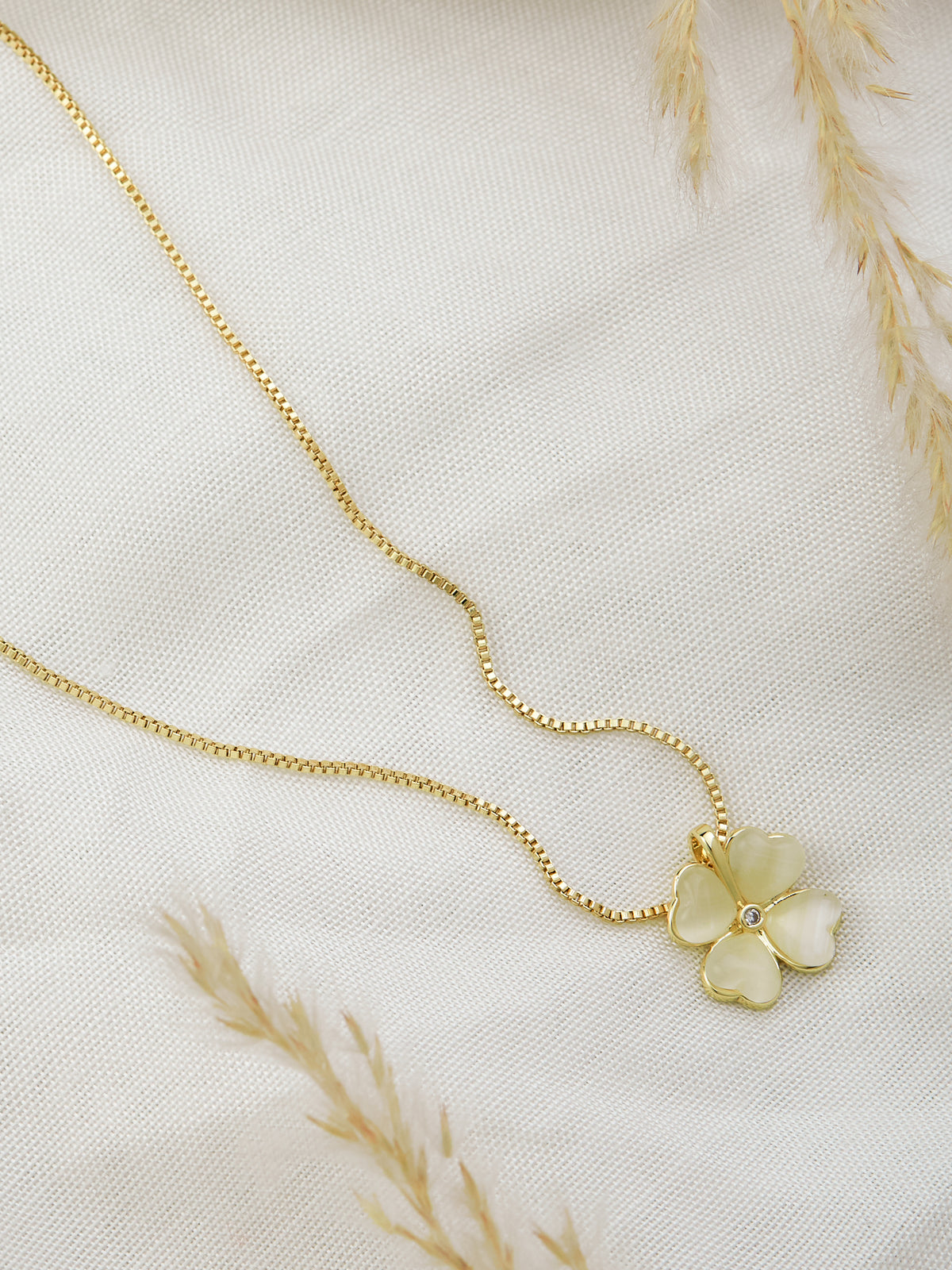 Gold Plated Chain With Flower Pendant For Women & Girls