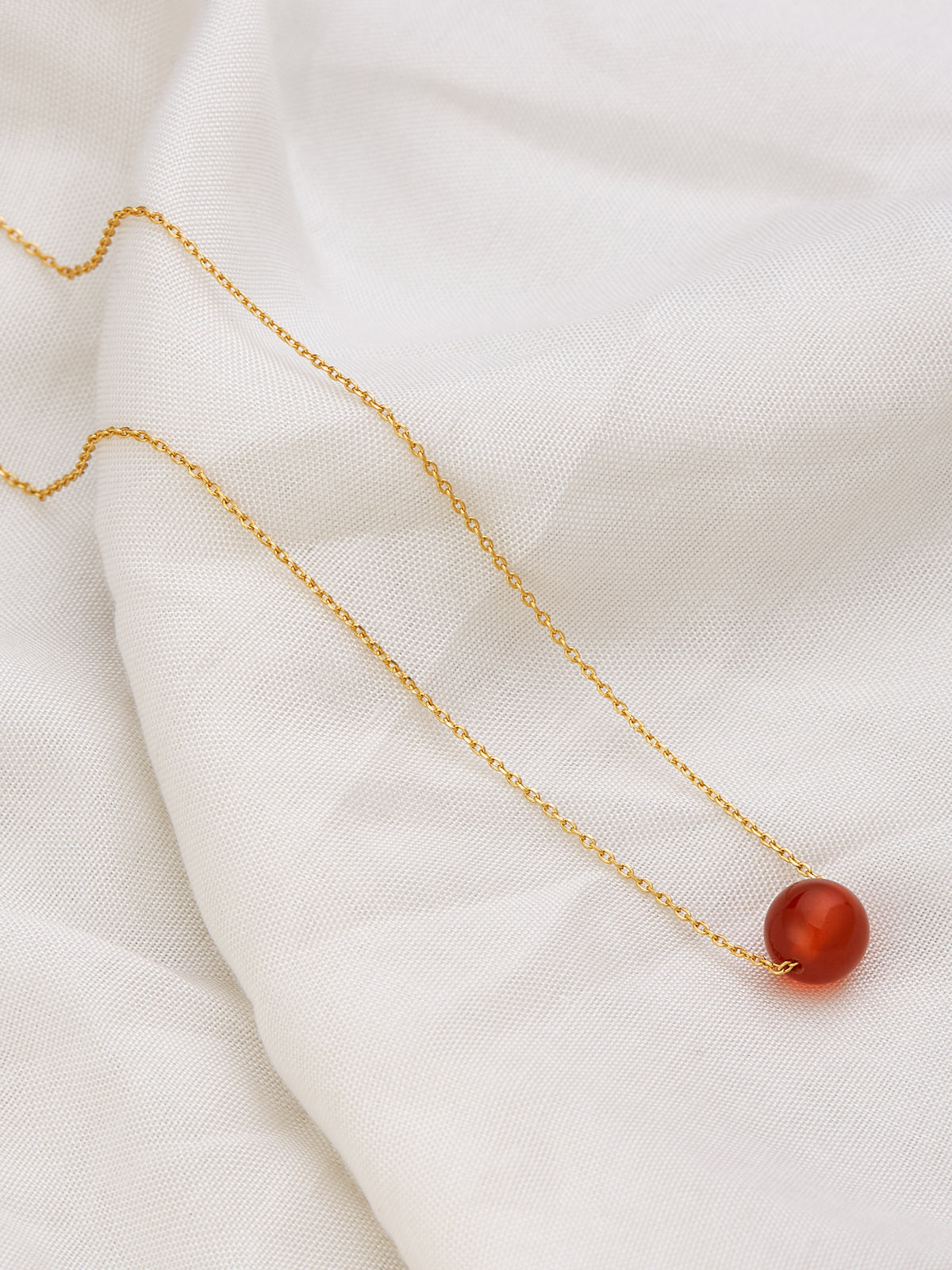 Gold Plated Chain With Carnelian Stone For Women & Girls