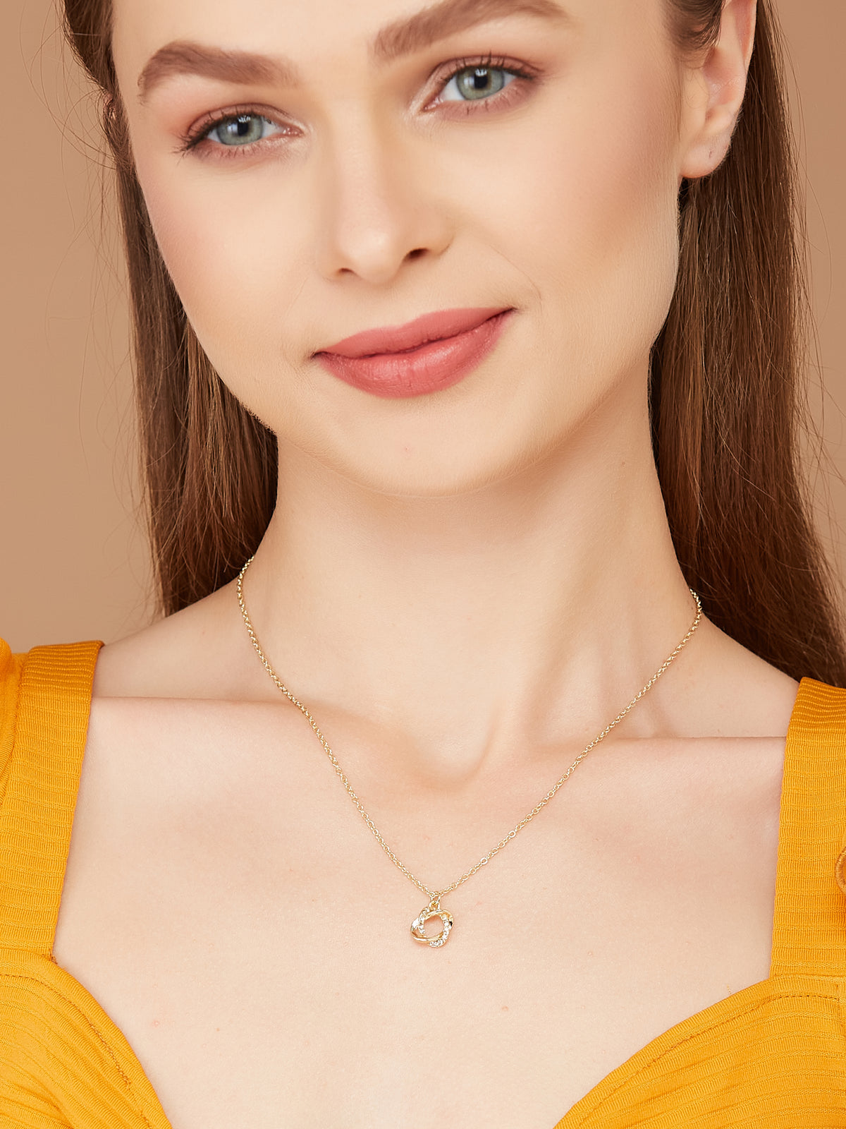 Gold Plated Chain With Pendant For Women & Girls