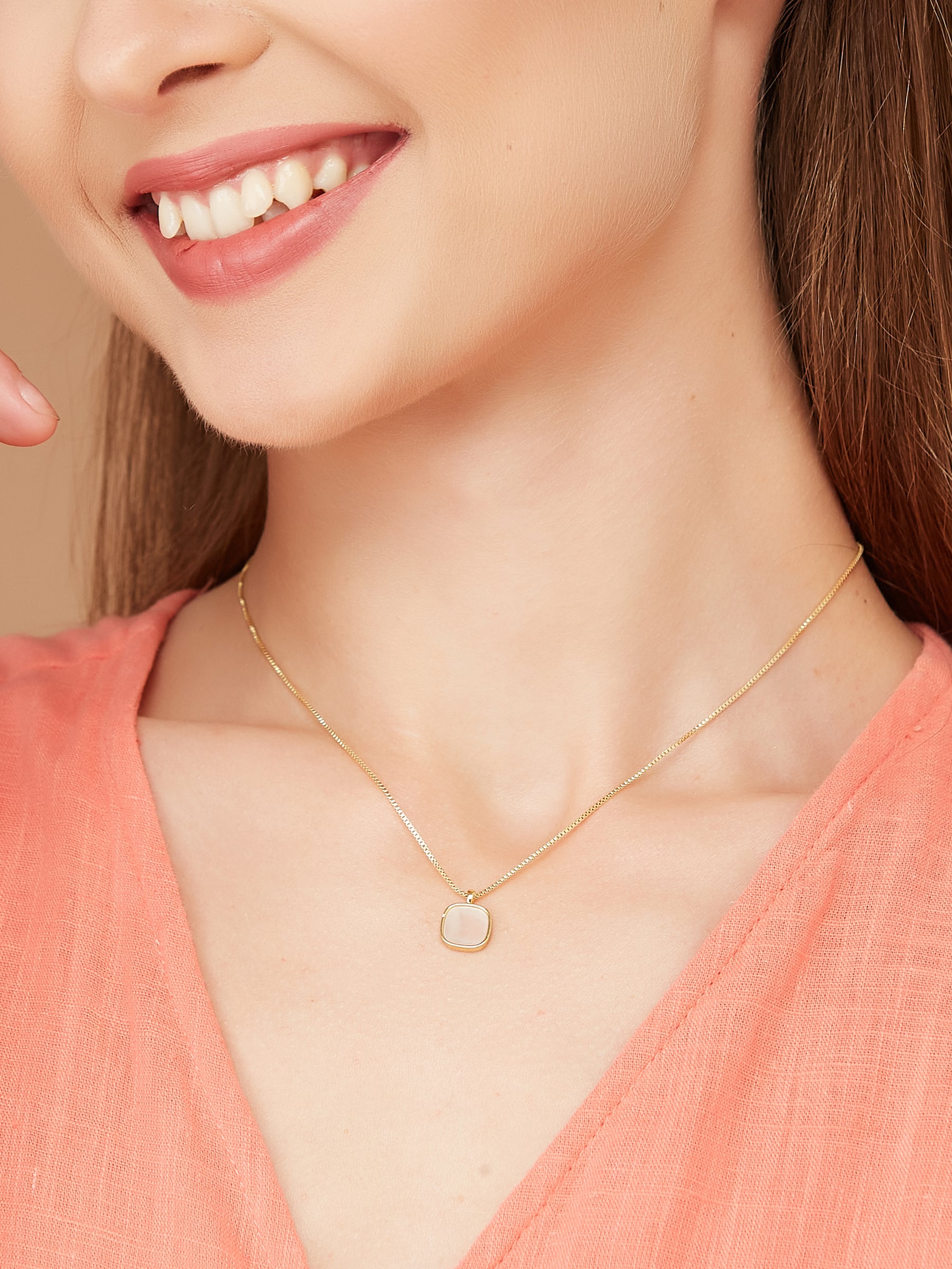 Gold Plated Chain with Square Shape Pendant for women & girls