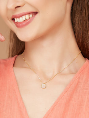Gold Plated Chain with Square Shape Pendant for women & girls