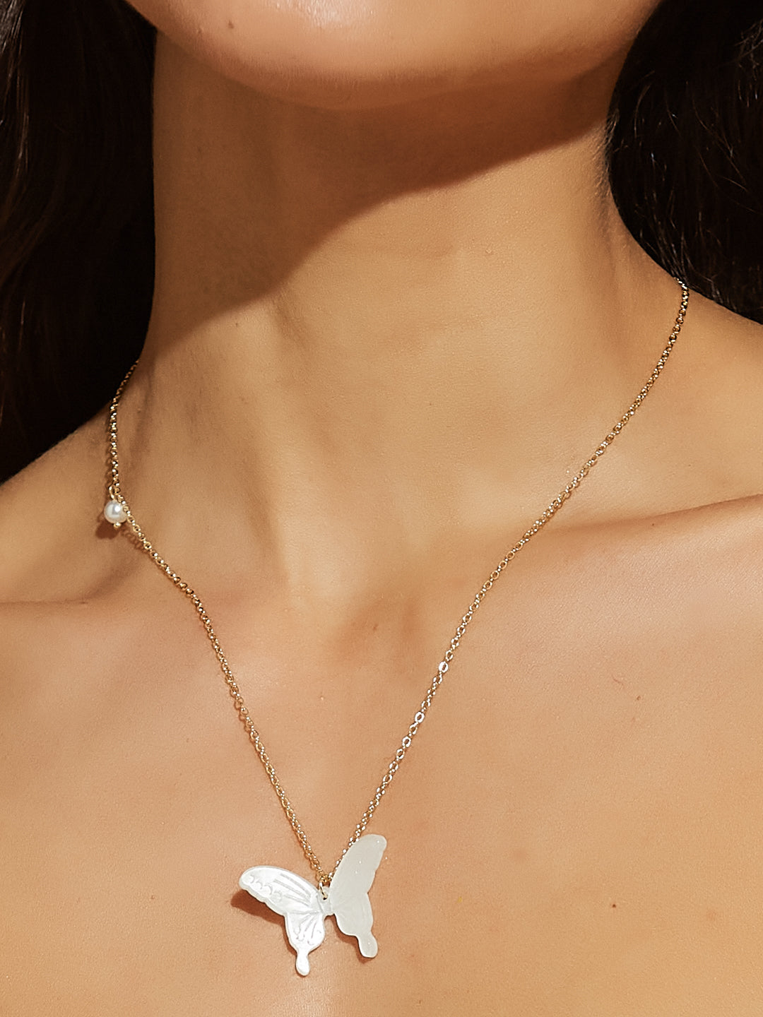 Gold Plated Butterfly Shape Design Lightweight Chain For Women And Girls