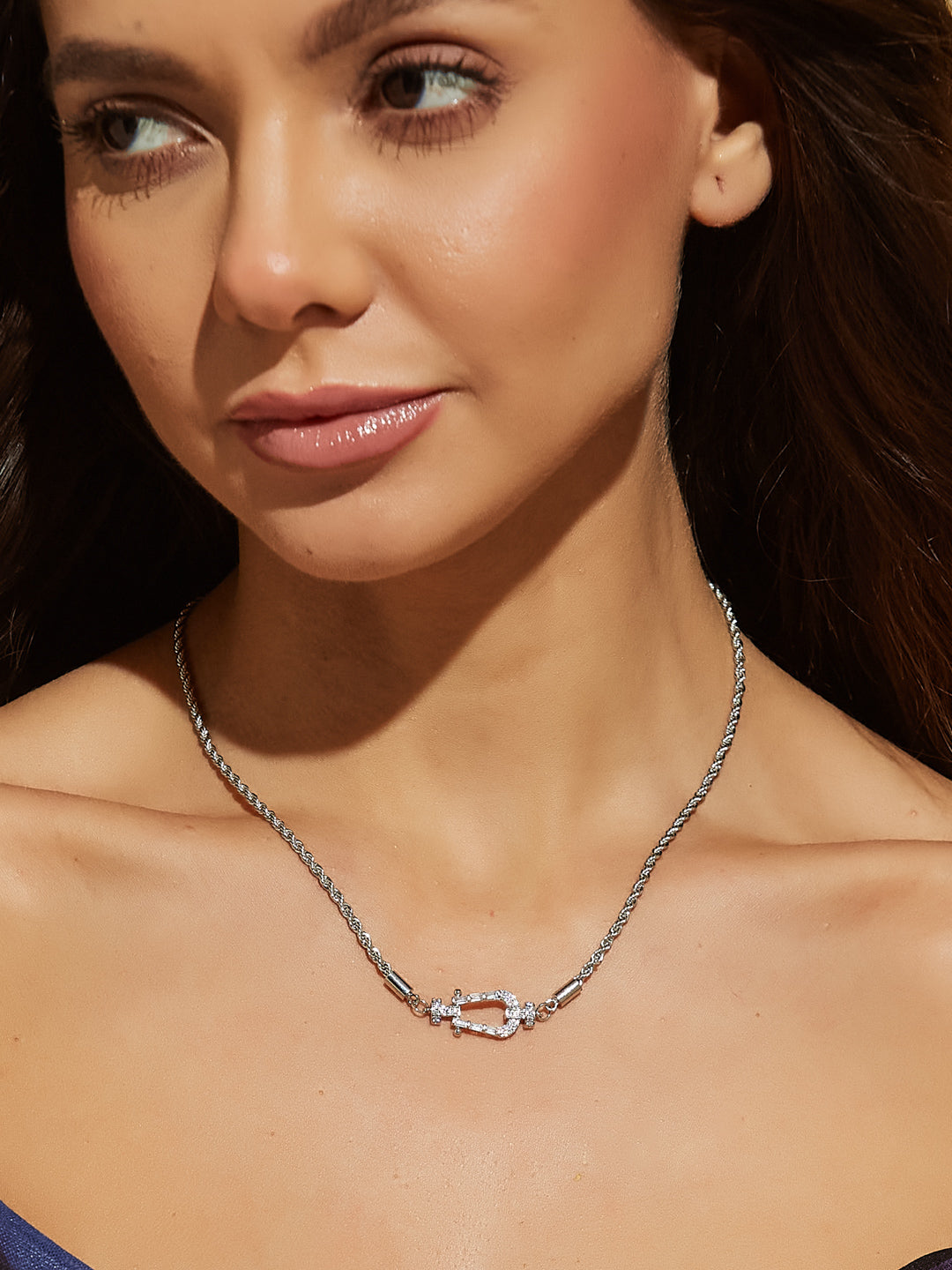 Blue Geometric Embossed Square Bag With Bag Charm