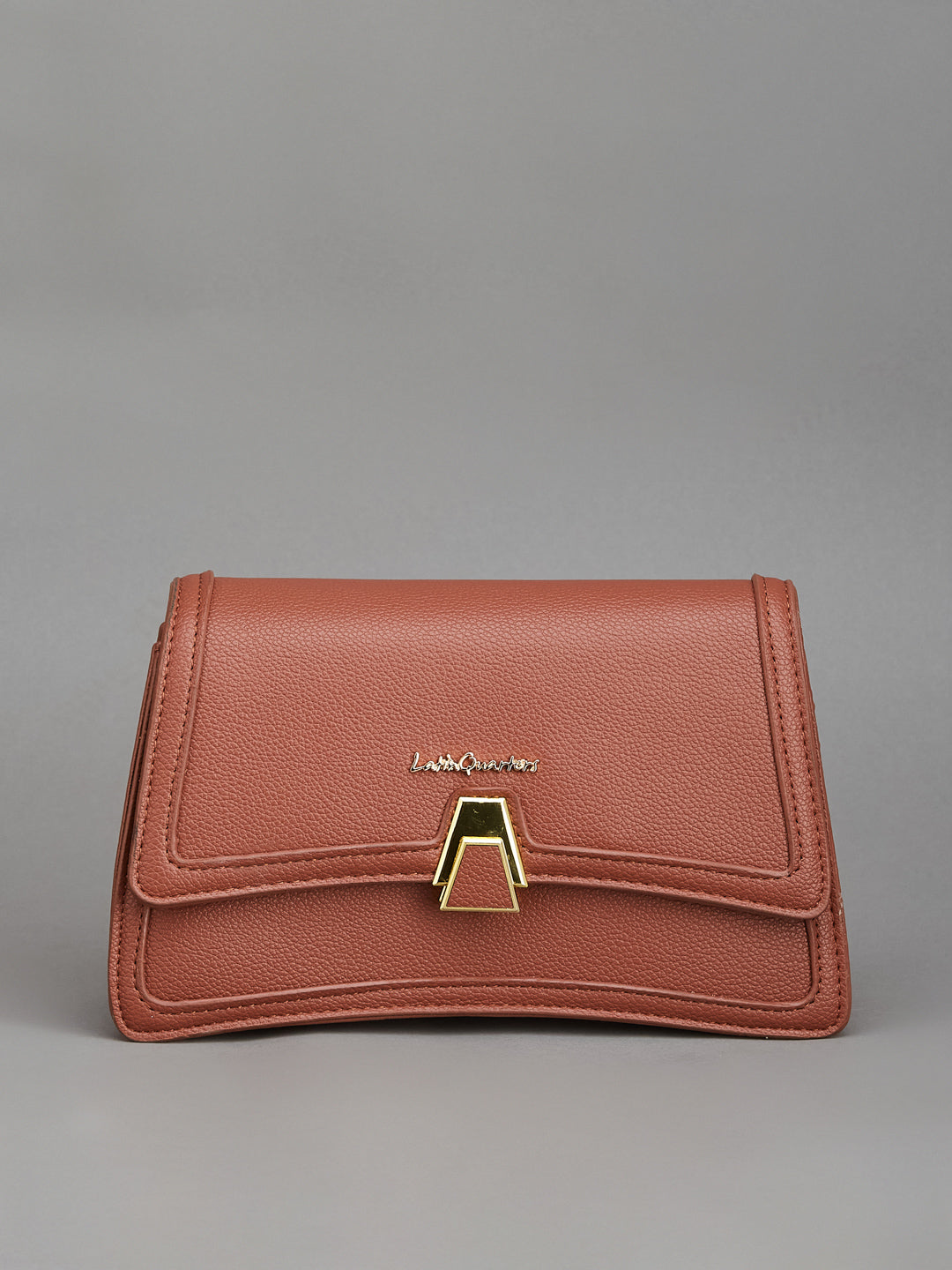 Latin Quarters Rust Crossbody Bag with Geometric Gold Clasp