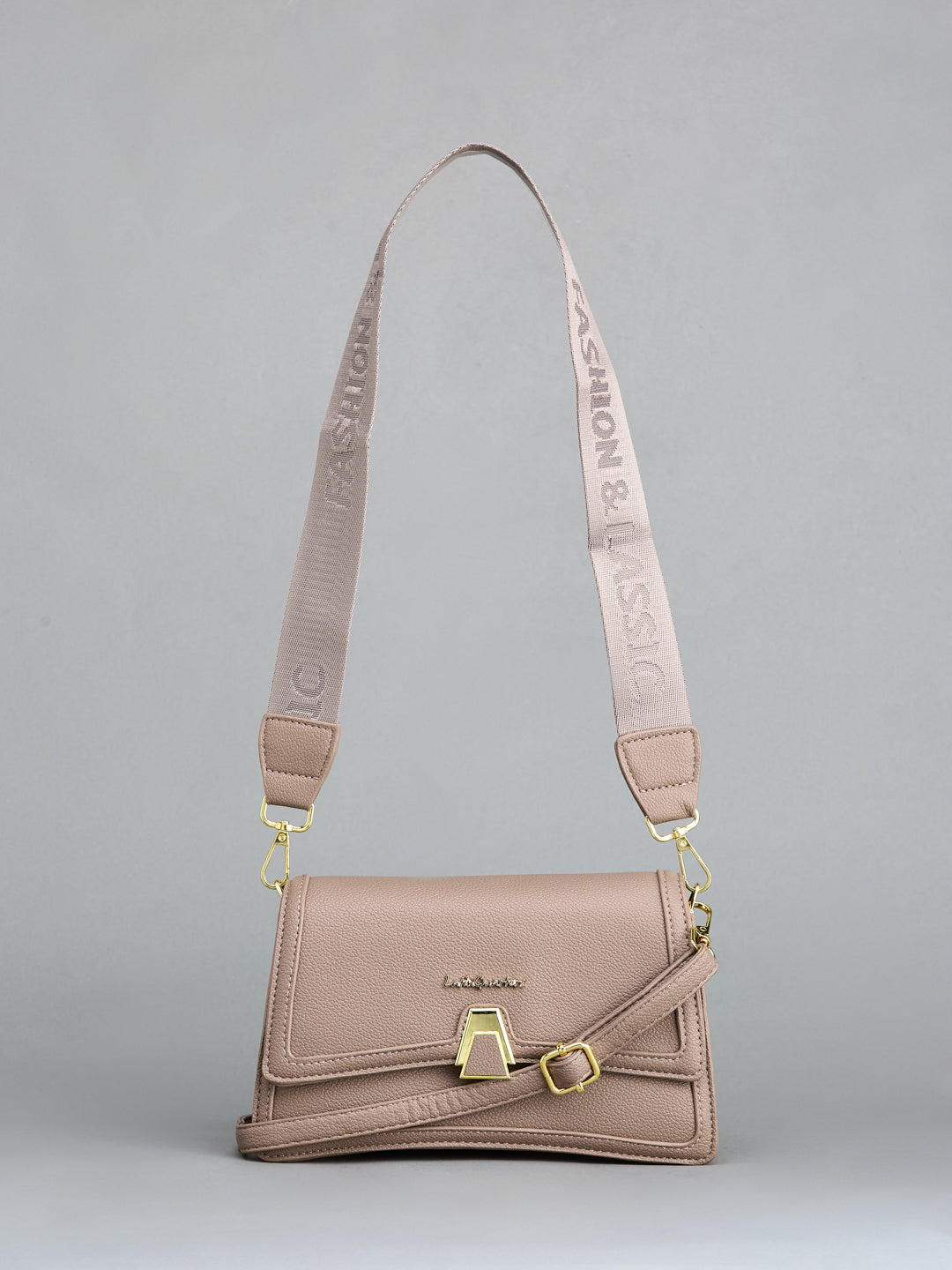 Latin Quarters Women's Nude Crossbody Bag with Fashion Strap & Gold Clasp