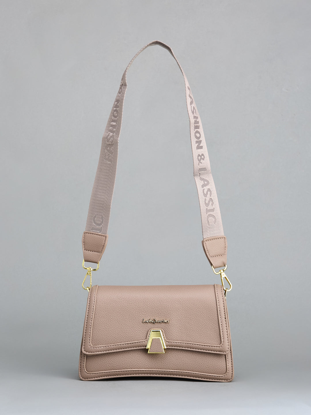 Latin Quarters Women's Nude Crossbody Bag with Fashion Strap & Gold Clasp