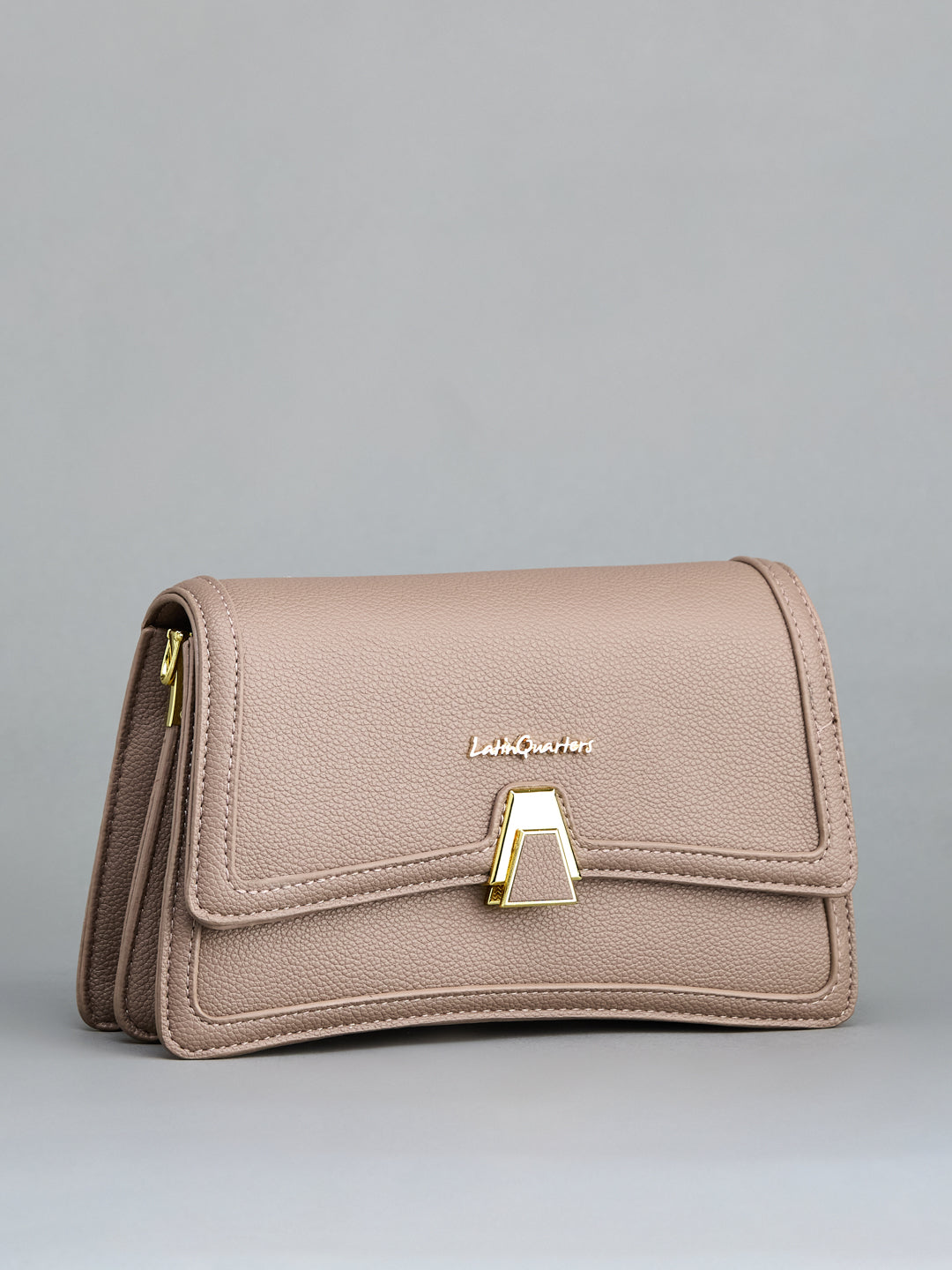 Latin Quarters Women's Nude Crossbody Bag with Fashion Strap & Gold Clasp