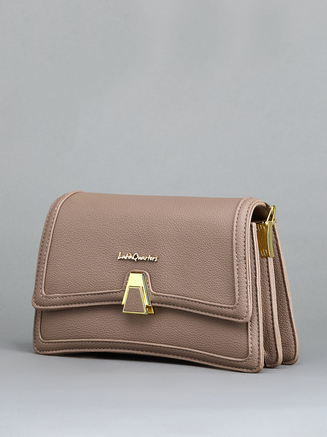Latin Quarters Women's Nude Crossbody Bag with Fashion Strap & Gold Clasp