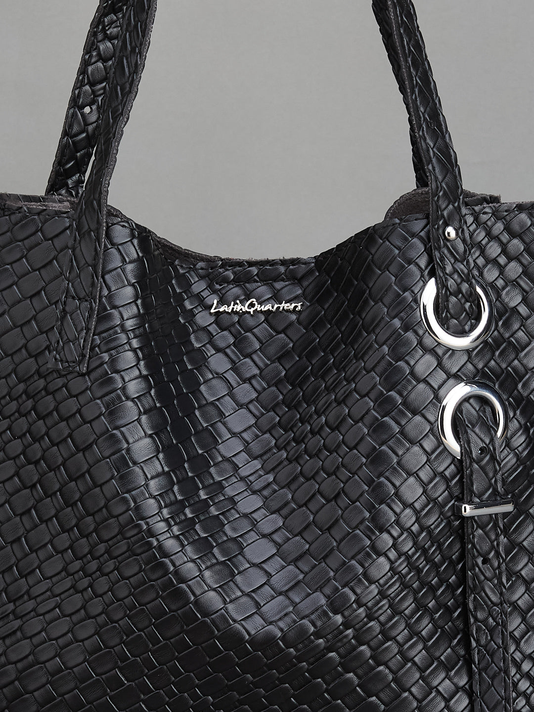 Latin Quarters Women's Black Embossed Shoulder Bag