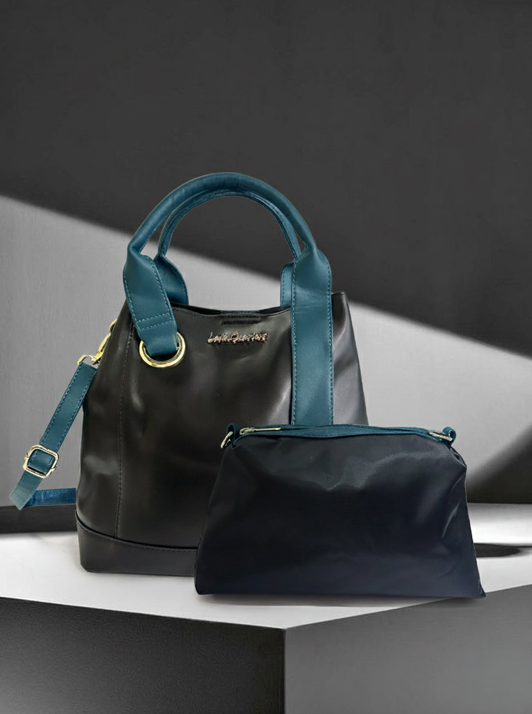 Latin Quarters Women Black Solid Two Handles Handheld Bag