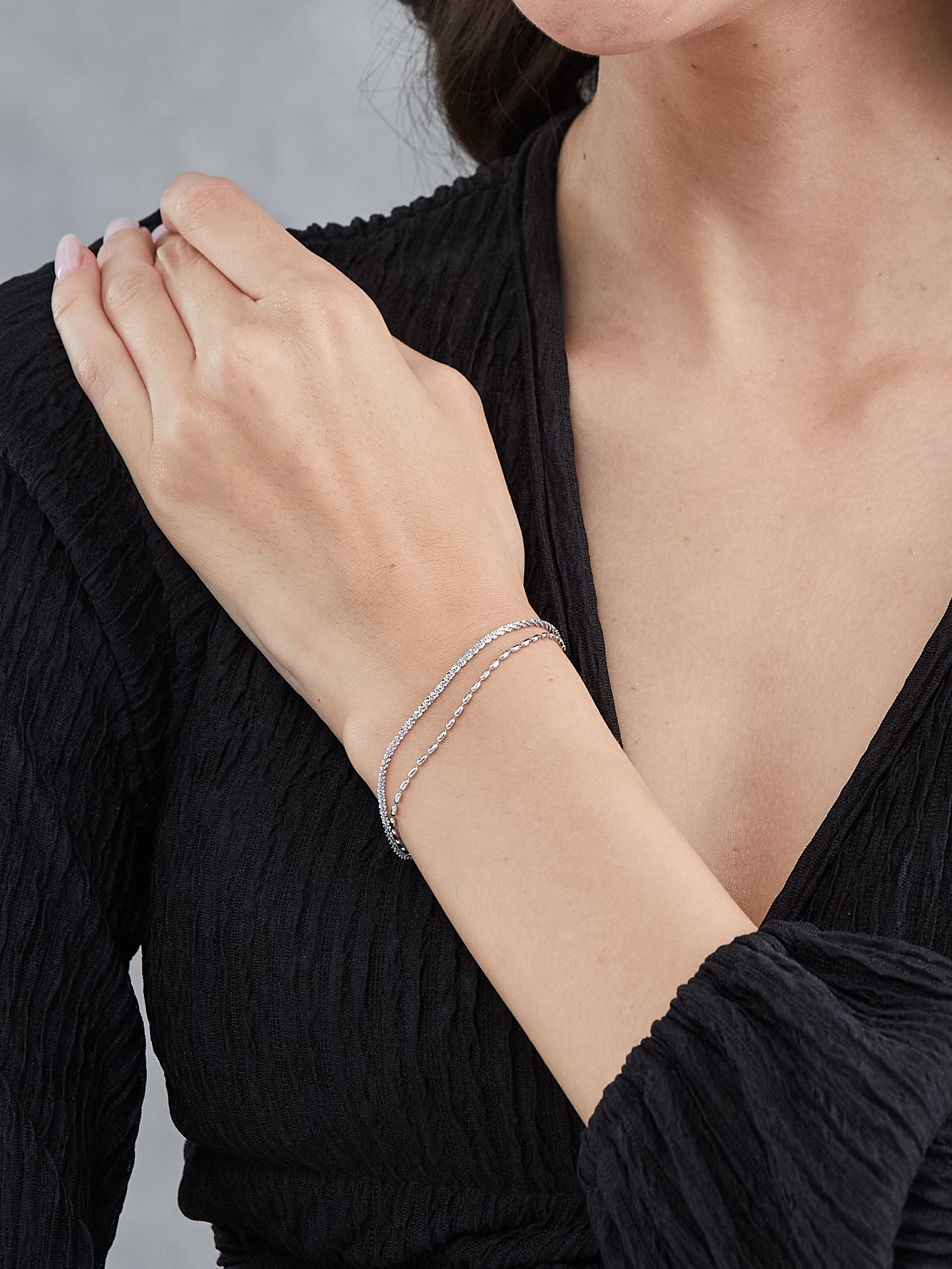 Latin Quarters Women's Silver Layered Chain Bracelet