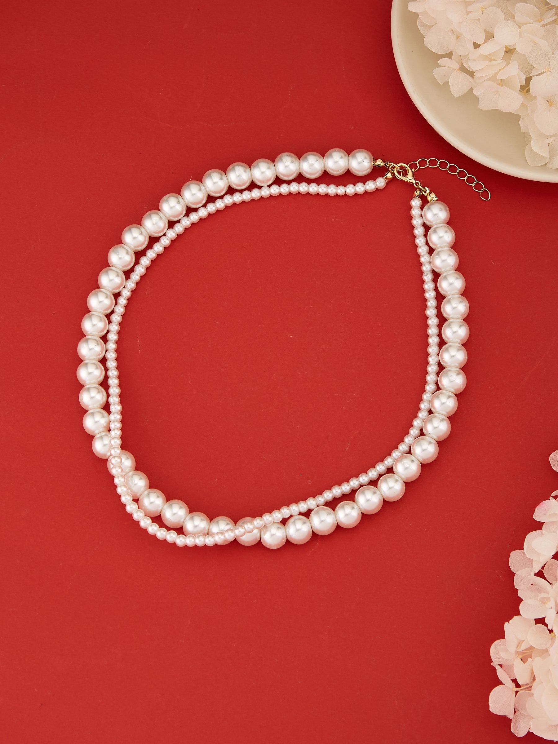 Latin Quarters Women's Double-Strand Pearl Choker Necklace