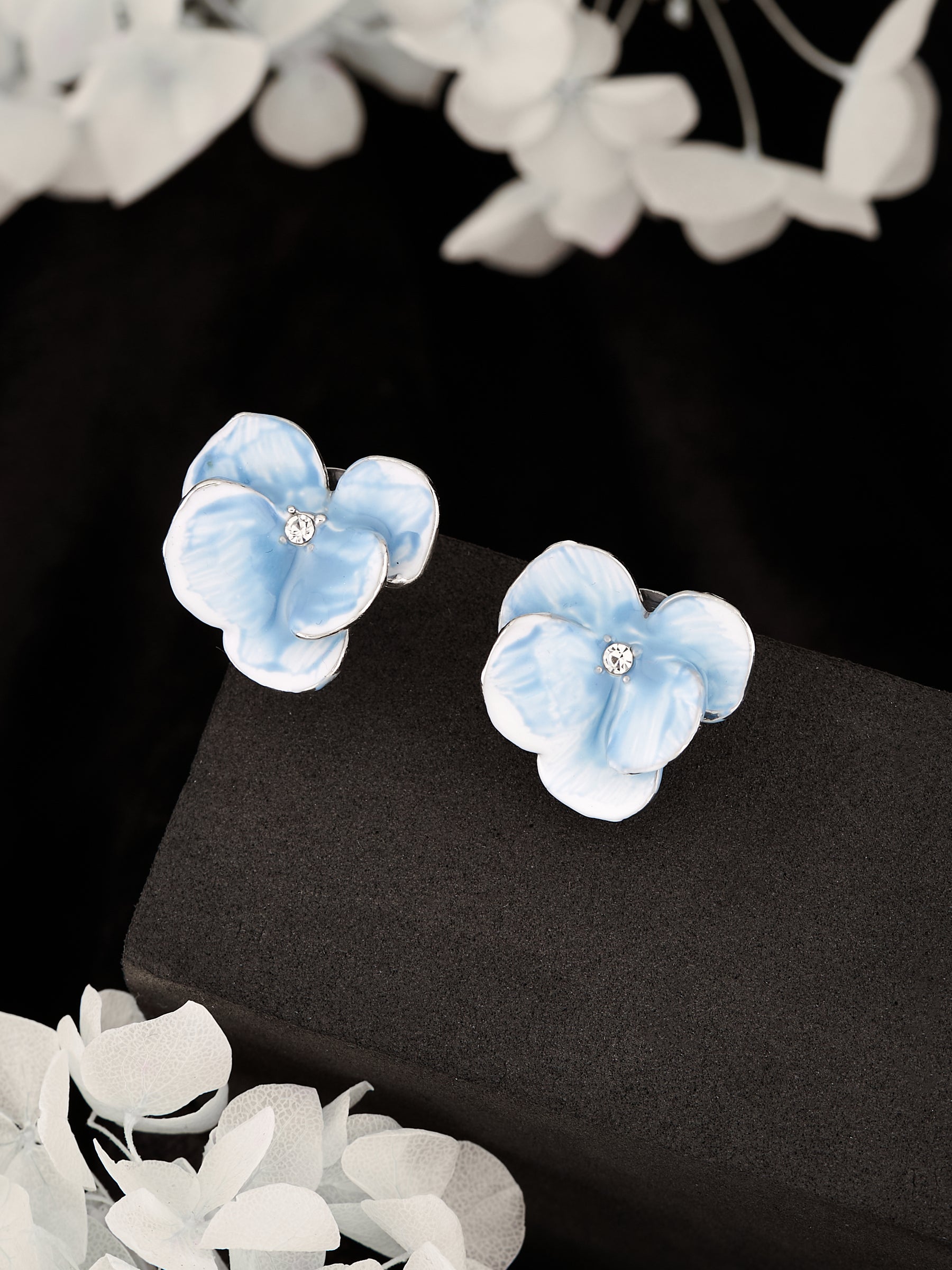 Latin Quarters Women's Enamel Flower Stud Earrings