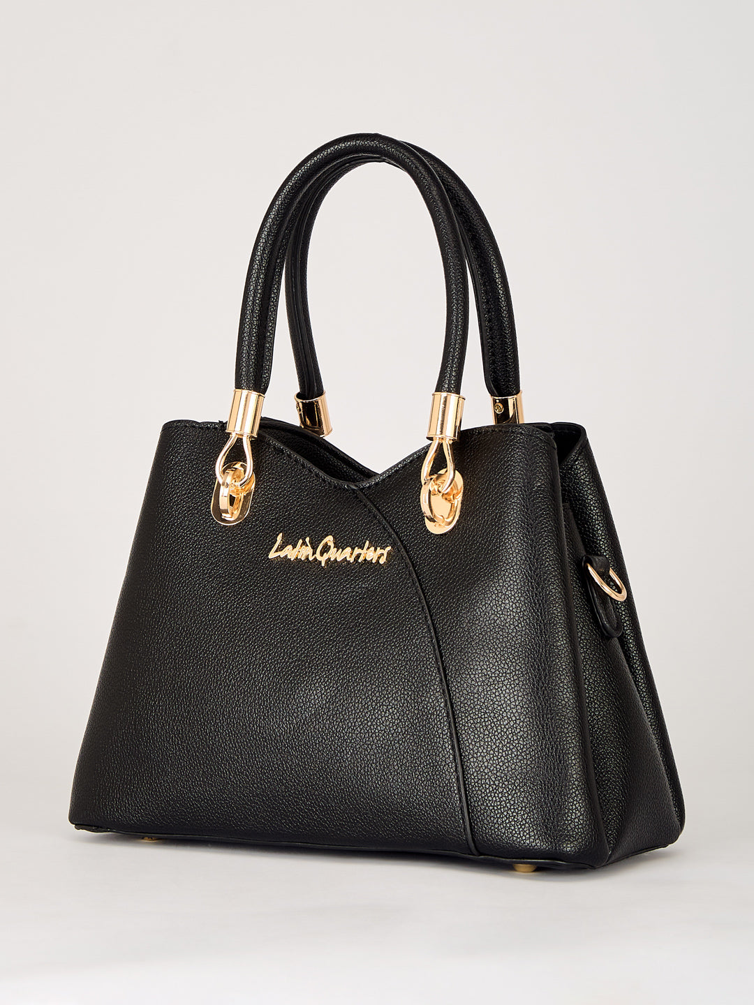 Latin Quarters Women's Black Handbag & Matching Clutch Set