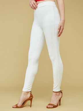 Ivory Solid With Tape Legging Pant