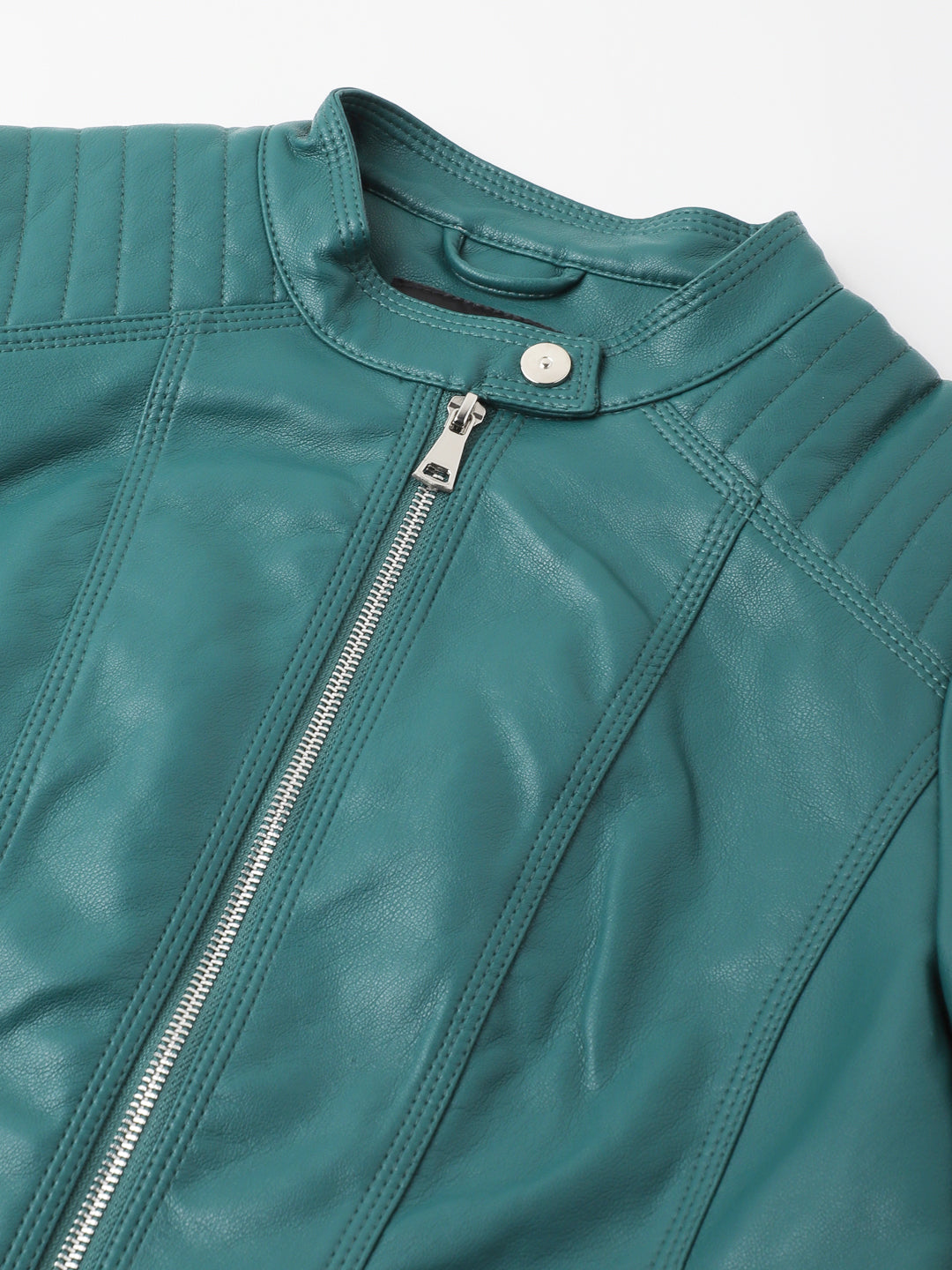 Green Full Sleeve Solid Straight Jacket