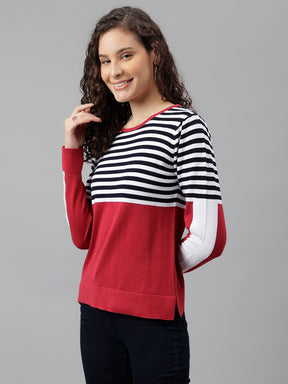 Rose Full Sleeve Solid Pullover Sweatertop