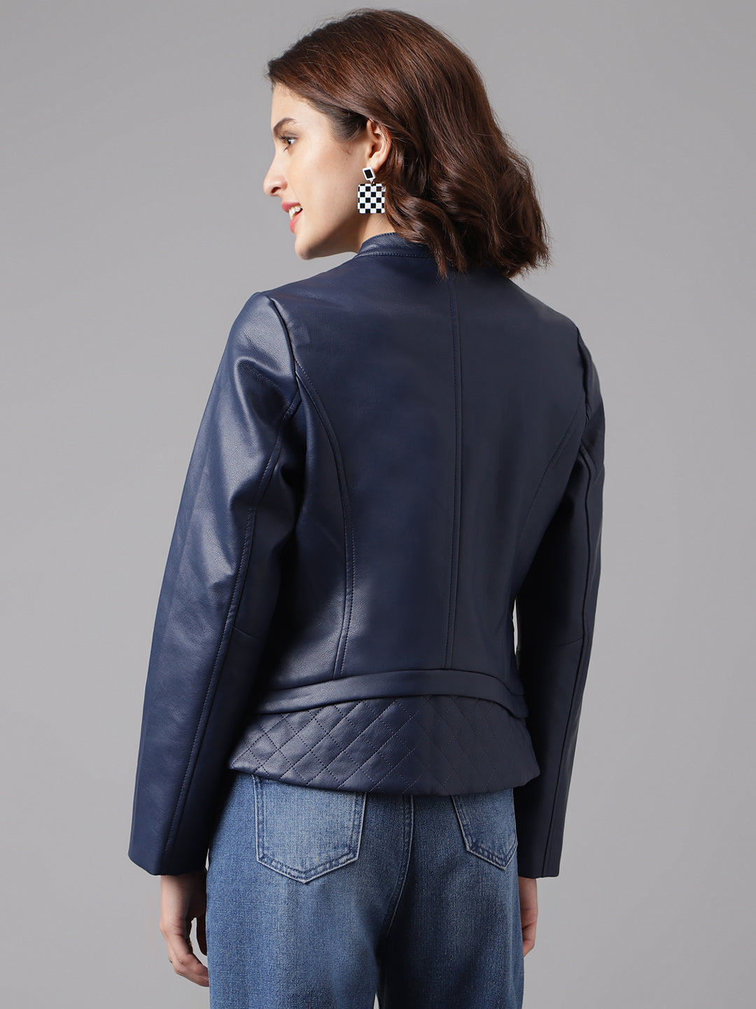 Blue Navy Full Sleeve Solid Jacket With Pockets