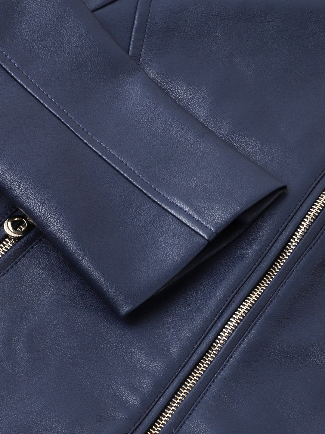 Blue Navy Full Sleeve Solid Jacket With Pockets