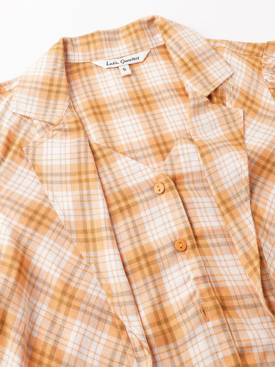 Orange Half Sleeve Yarn Dyed Blouse