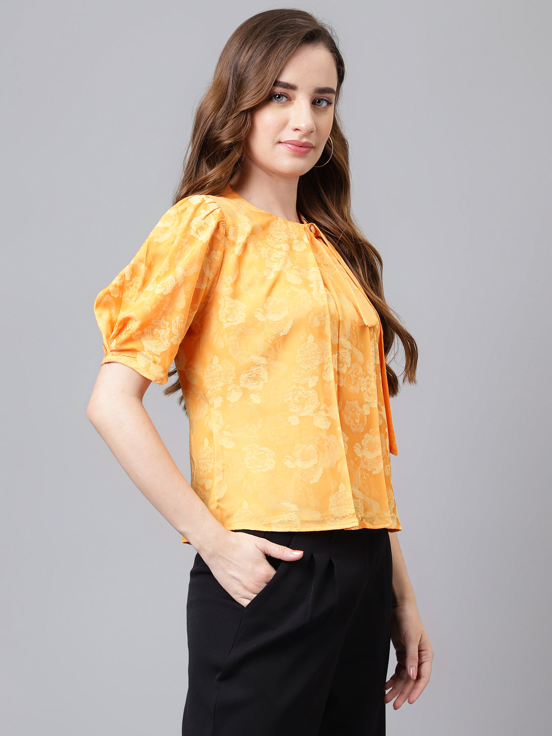 Papaya Half Sleeve Solid Normal Blouse Top