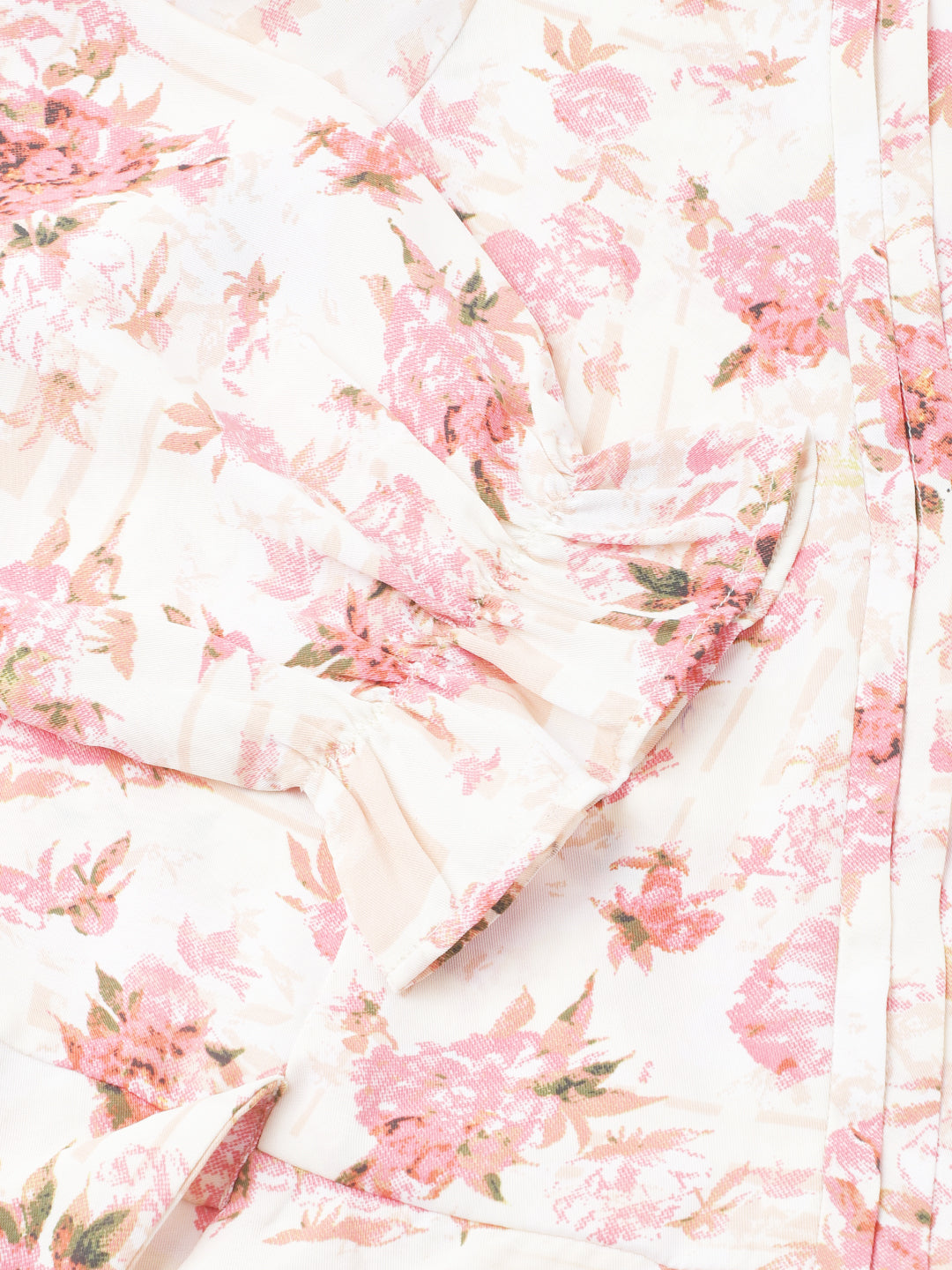 Peach 3/4 Sleeve Printed Normal Blouse