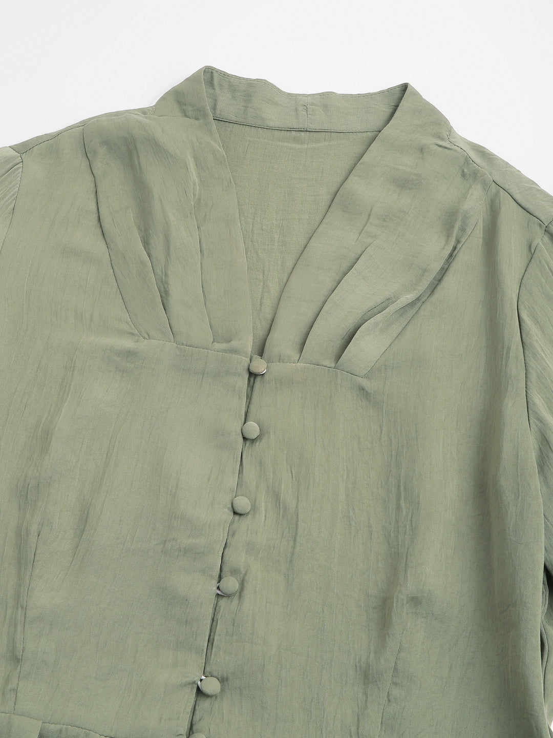 Green 3/4 Sleeve Solid Normal Blouse Top