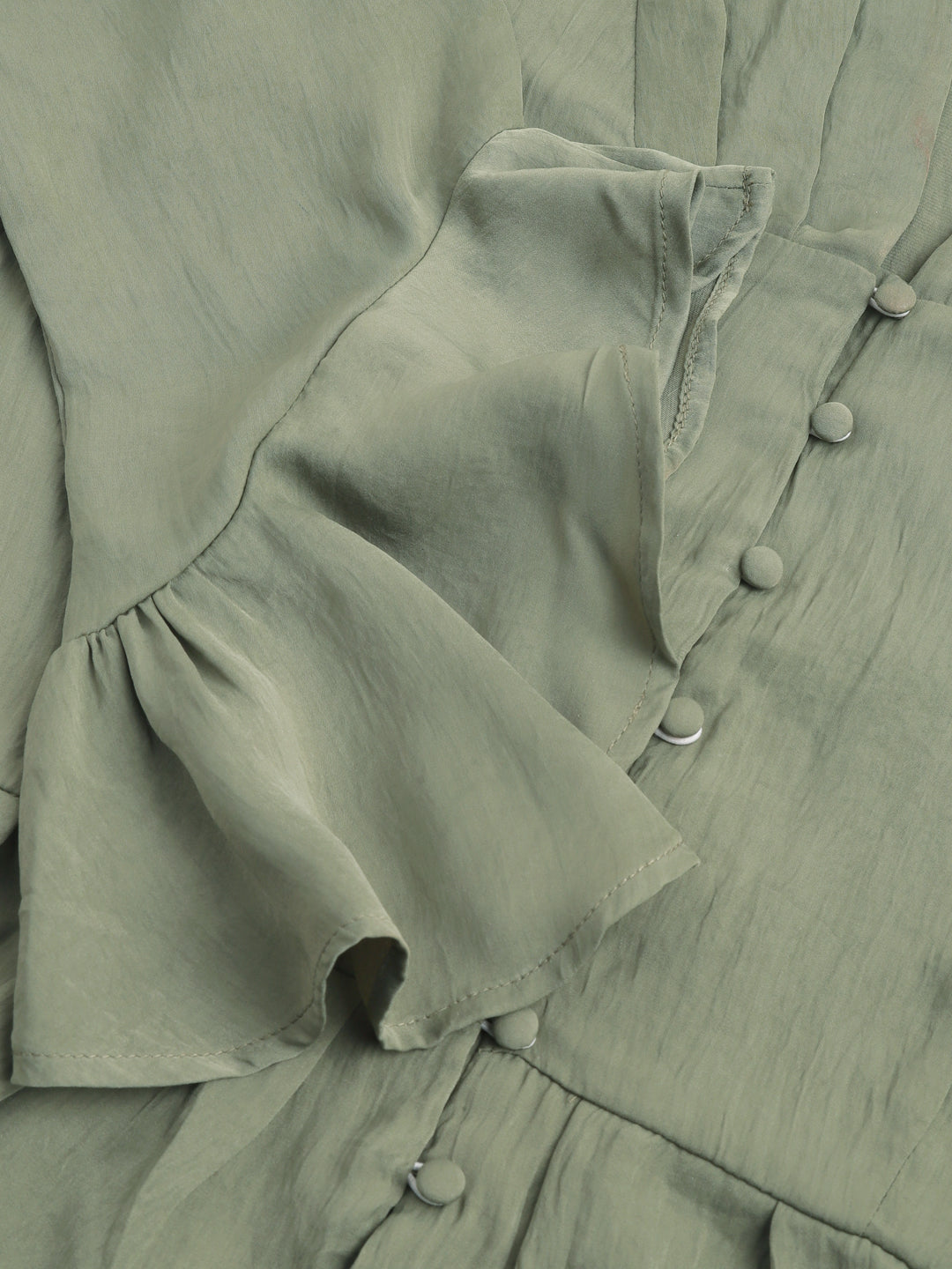 Green 3/4 Sleeve Solid Normal Blouse Top