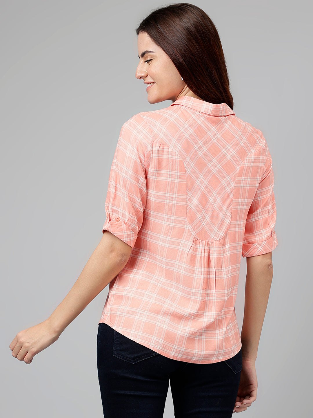 Peach Yarn Dyed Viscose Blouse