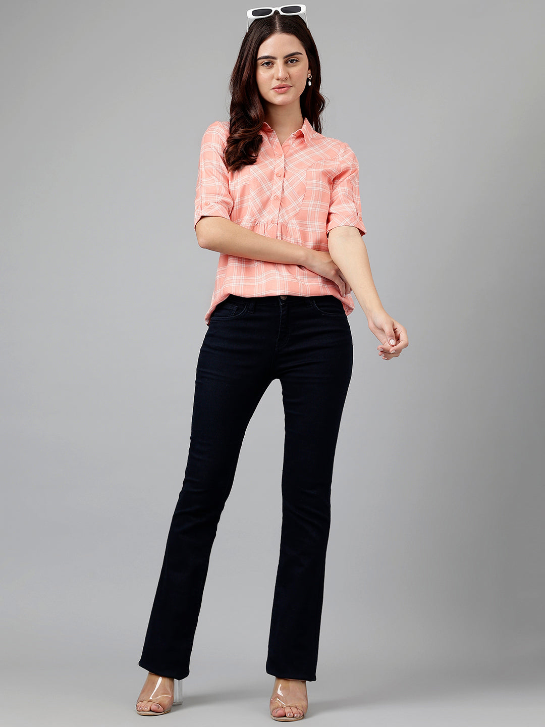 Peach Yarn Dyed Viscose Blouse