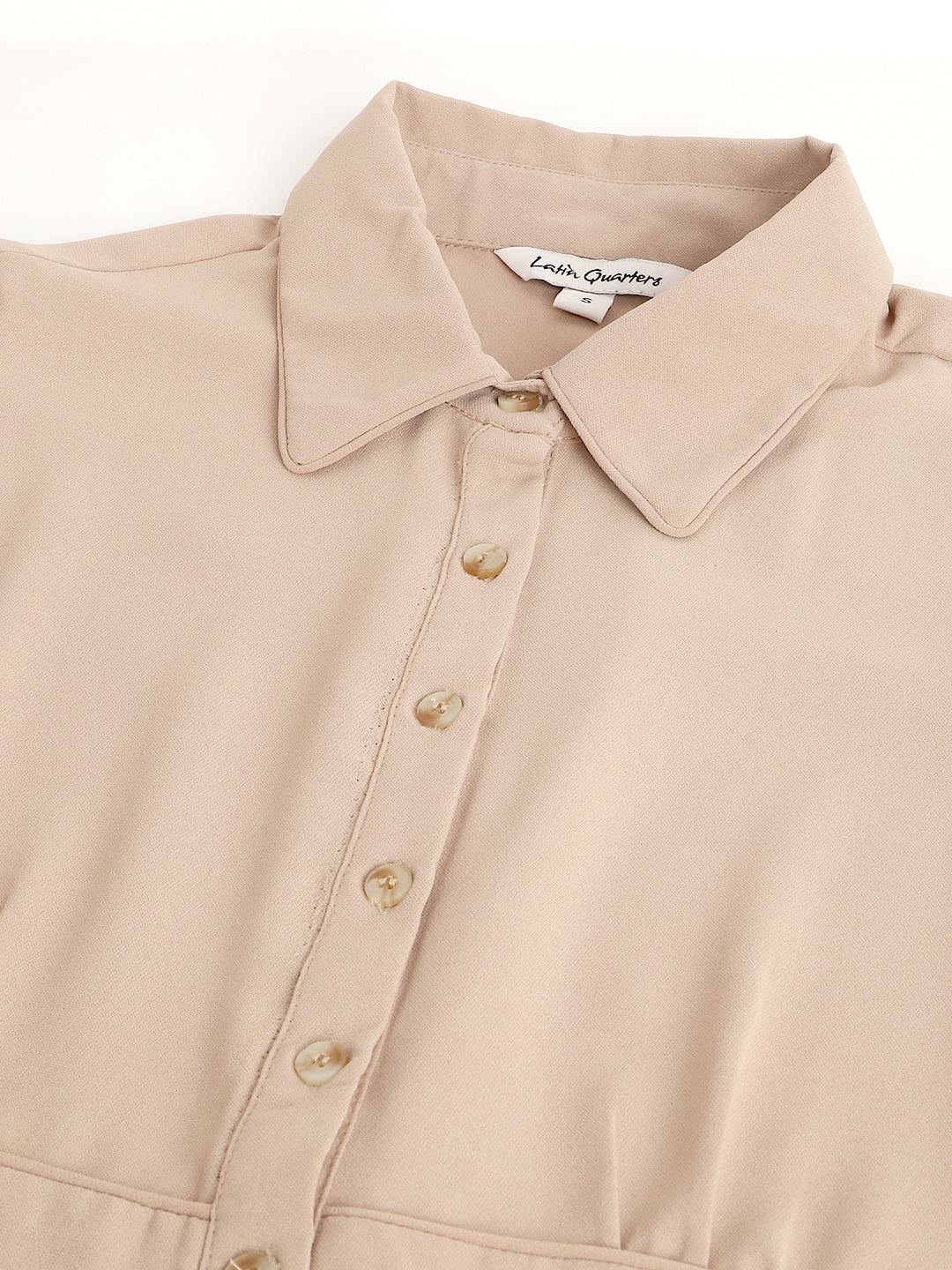 Beige Solid Full Sleeve Casual Shirt