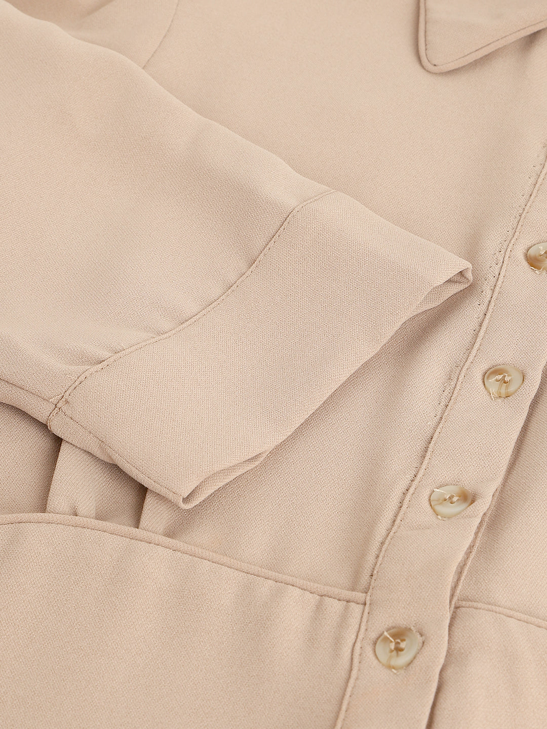 Beige Solid Full Sleeve Casual Shirt