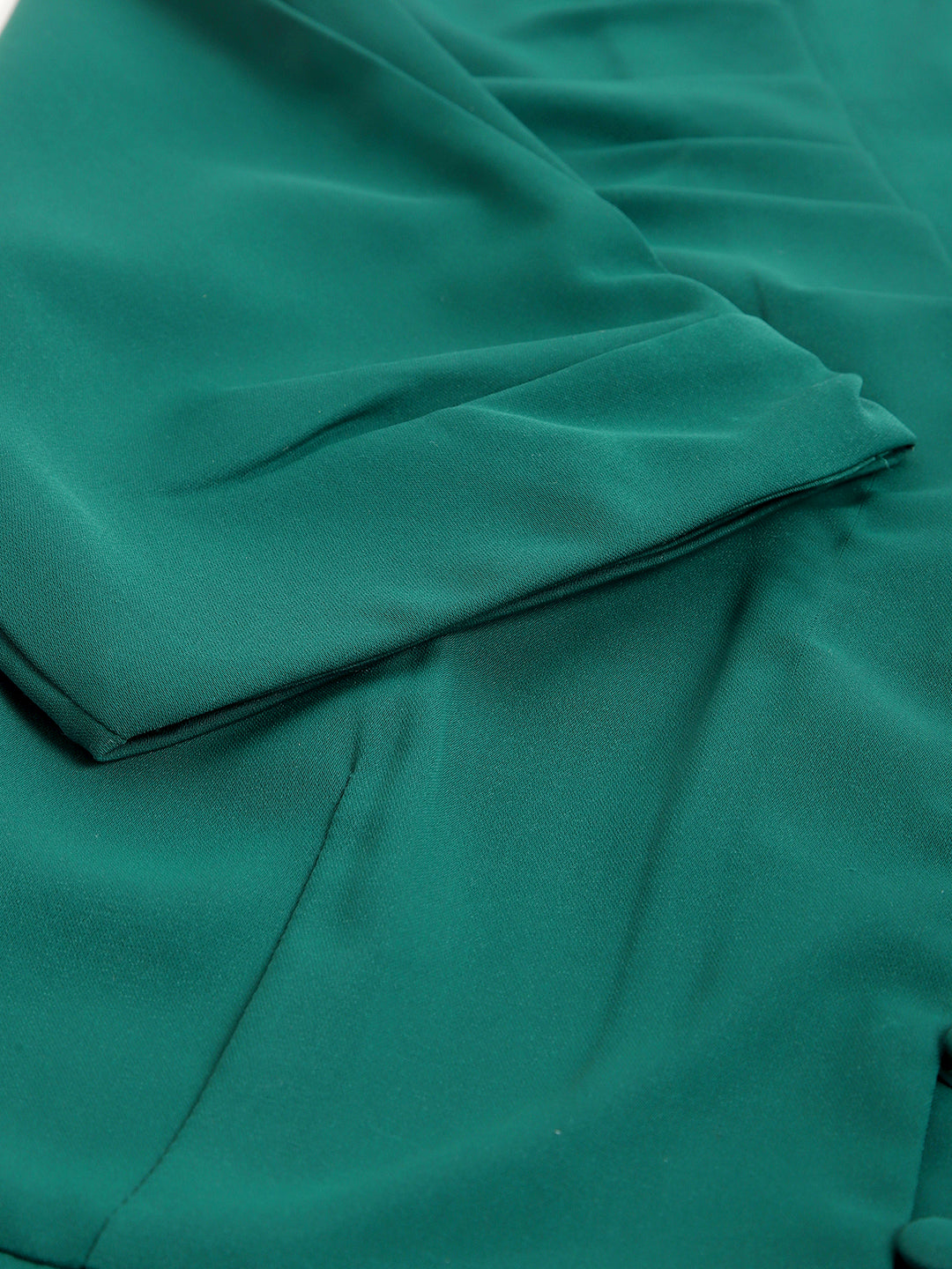 Green Half Sleeve V-Neck Women Solid Top