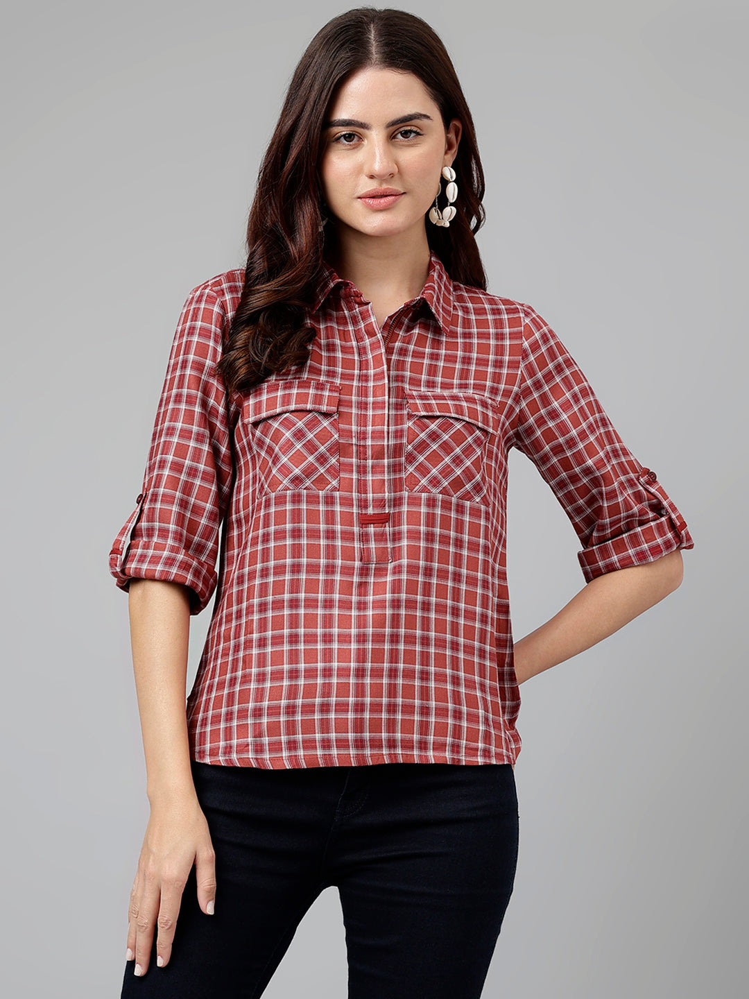 Rust Yarn Dyed Rayon Blouse